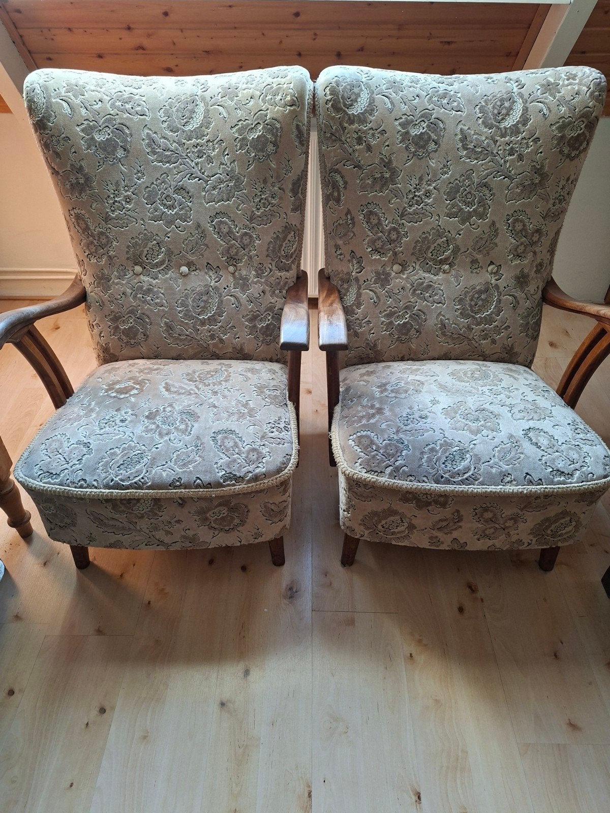 Set van 2 vintage fauteuils met bloemmotief, Ophalen