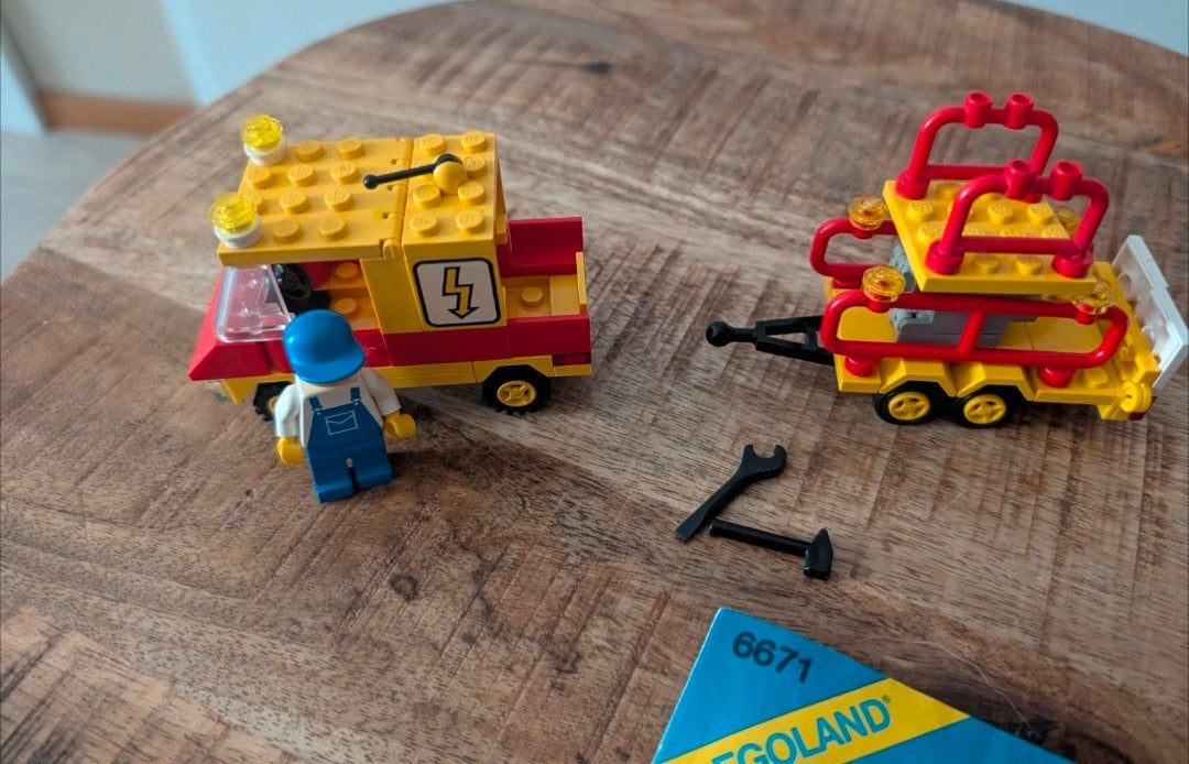 Lego Legoland 6671 - Kraanwagen met aanhanger, Ophalen, Gebruikt, Lego, Complete set