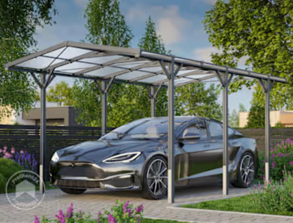 Carpoort, overkapping, afdak antraciet aluminium incl. goot, Tuin en Terras, Ophalen, Nieuw