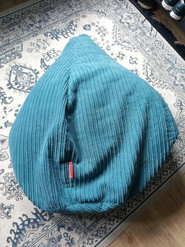 2x zitzak, blauw ribstof, Ophalen, Zo goed als nieuw, Blauw