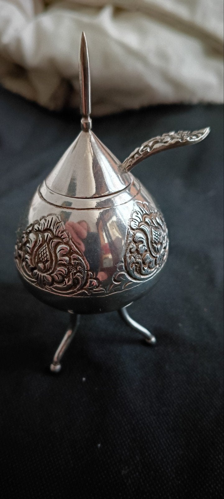 Zilveren zoutvaatje met lepel - 925 Sterling Zilver in, Ophalen of Verzenden, Zilver