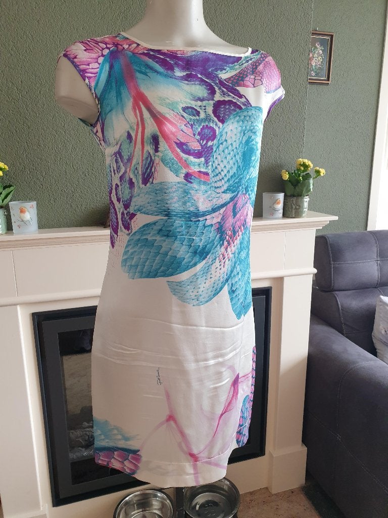Just Cavalli schitterende zijden jurk it 40 S 36, Kleding | Dames, Verzenden, Wit, Maat 36 (S), Just Cavalli