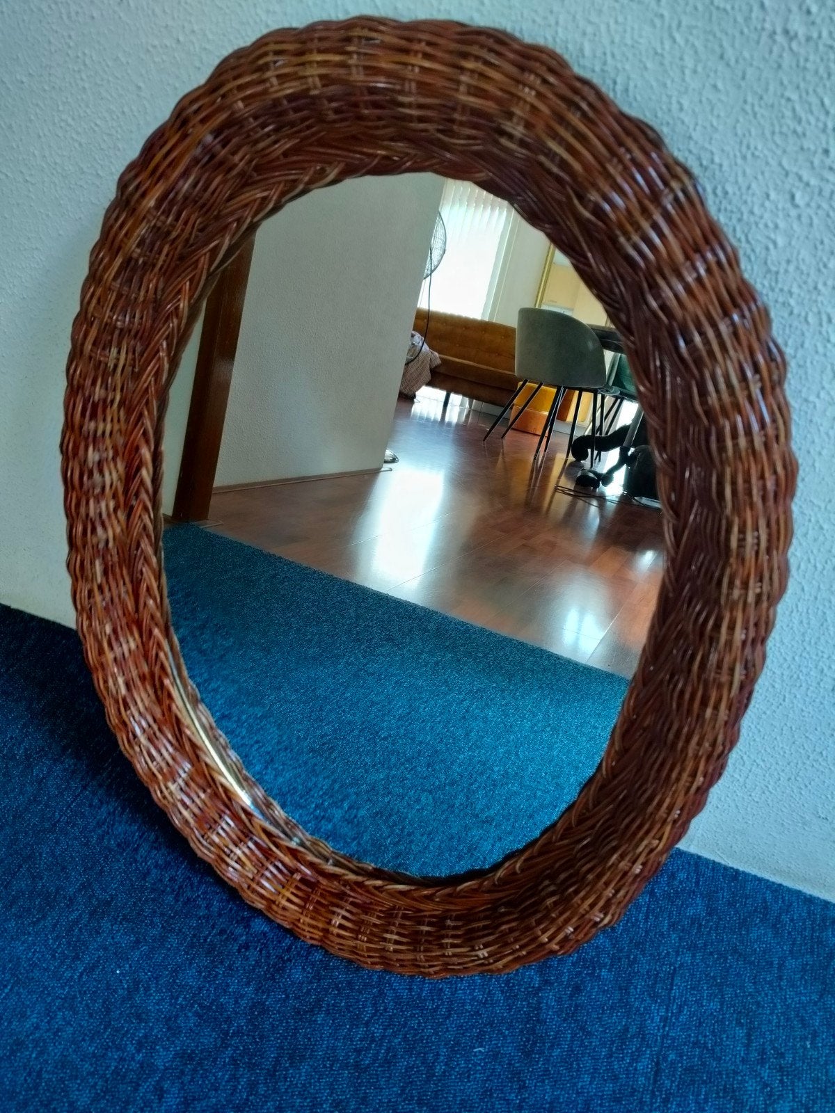 Spiegel vintage rotan, Ophalen, Minder dan 50 cm, Gebruikt, Minder dan 100 cm