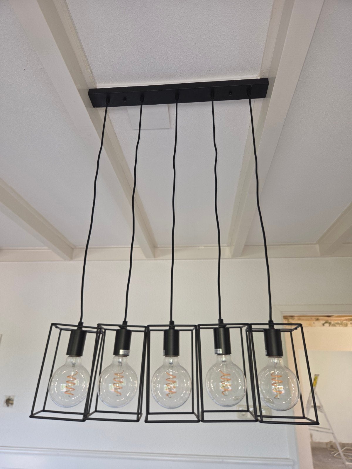 Moderne dimbare hanglamp met 5 lichtpunten - Zwart metaal, Ophalen, Modern, Industrieel, Nieuw, Metaal