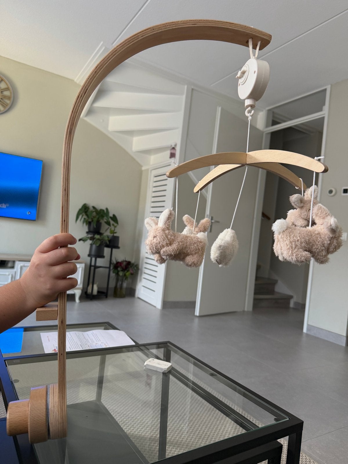 Little Dutch Houten Muziekmobiel met Konijntjes, Ophalen, Zo goed als nieuw, Mobiel, Met geluid