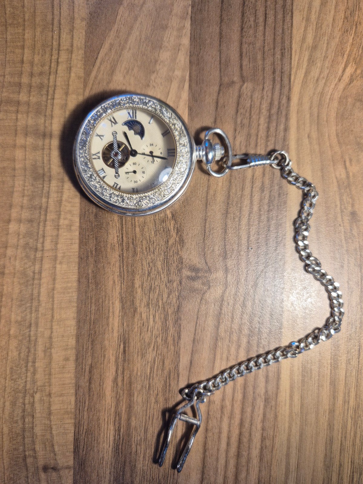 Zilverkleurig Zakhorloge met Kettingsluiting, Overige merken, Overige materialen, Zakhorloge, Ophalen of Verzenden
