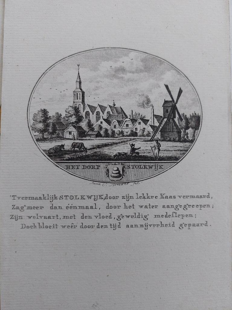 34 / Stolkwijk Krimpernerwaard Gravure 18e eeuw van Ollefen, Ophalen of Verzenden