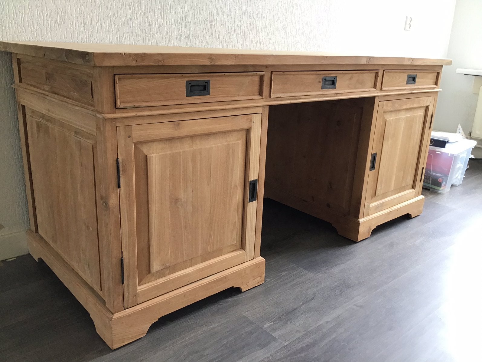 Super mooi teak houten bureau - L176xB75xH79, Huis en Inrichting, Bureaus, Ophalen, Zo goed als nieuw, 75 cm, 176 cm