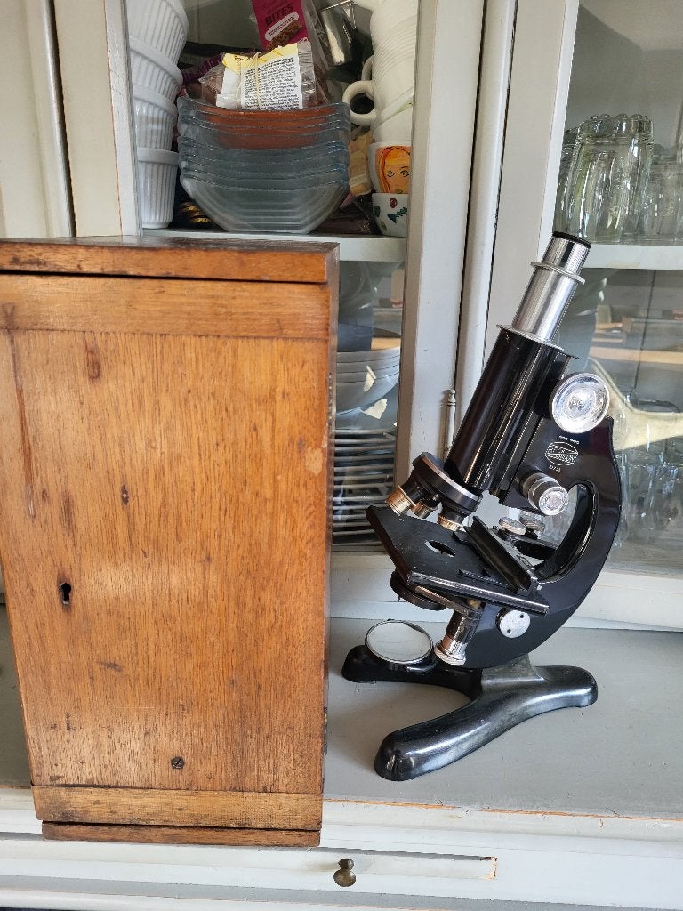 Hele oude microscoop Beck London  uit de jaren vijftig., Ophalen of Verzenden, Gebruikt, Minder dan 400x, Biologische microscoop