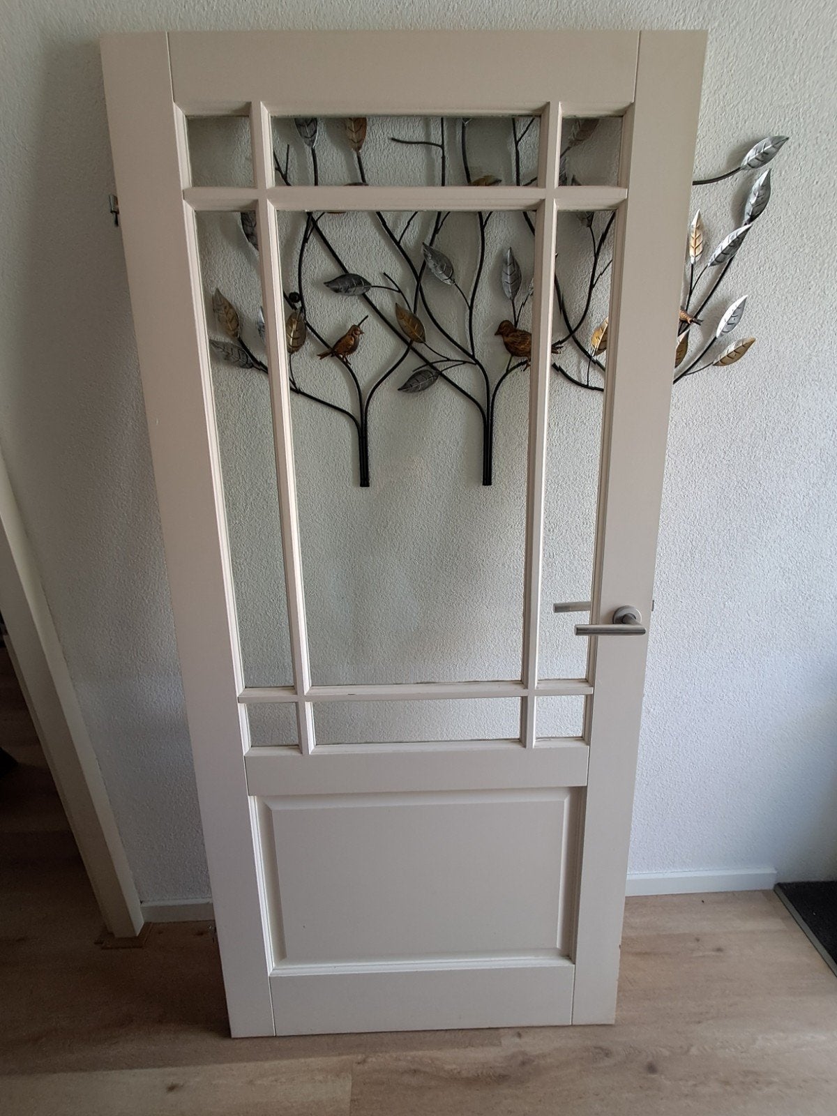Houten opdekdeur met glas 93x201,5, Doe-het-zelf en Verbouw, Deuren en Horren, Ophalen, Gebruikt, 80 tot 100 cm, Binnendeur