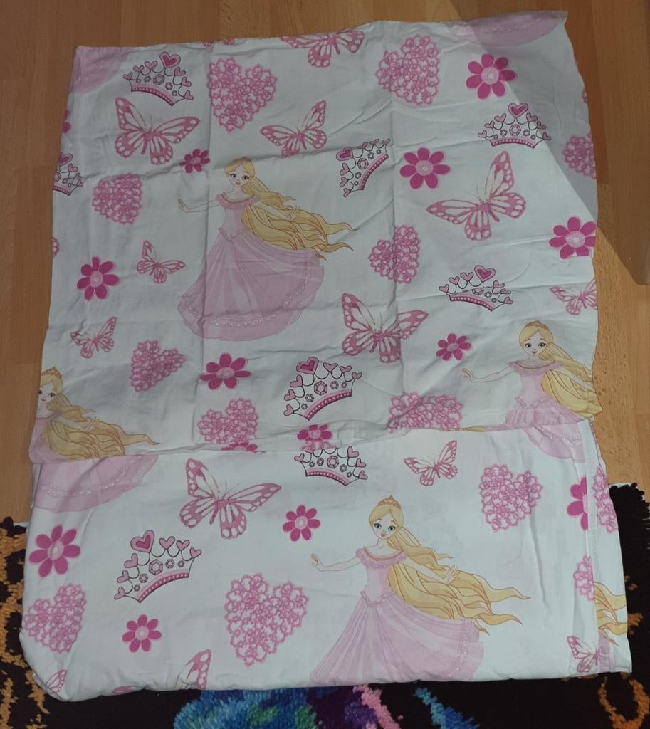 Prinsessen Dekbedovertrek met Kussensloop - Roze/Wit, Meisje, Dekbedovertrek, Ophalen of Verzenden, Zo goed als nieuw
