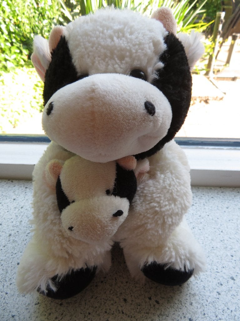 Koe met koetje merk Nicotoy zacht velours, Ophalen of Verzenden, Zo goed als nieuw, Wasbaar, Middelgroot (20 tot 80 cm)