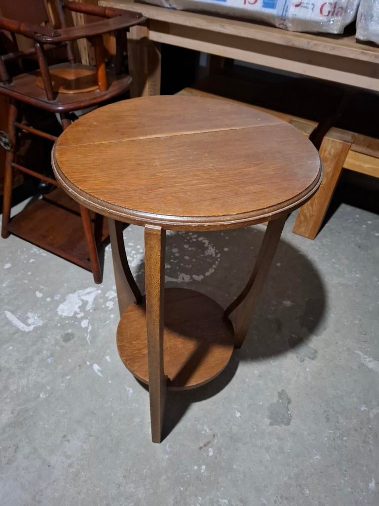 Eikenhouten Bijzettafel - Rond, 73,5 cm hoog, Ø 44 cm, Ophalen, Gebruikt, Rond, 60 cm of meer