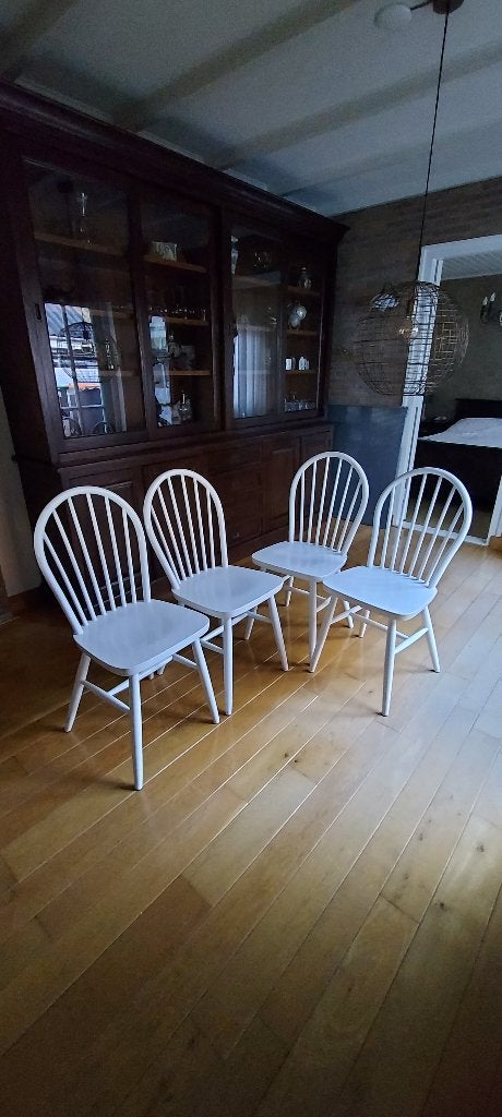Keukenstoelen, Huis en Inrichting, Ophalen, Gebruikt, Wit, Vier