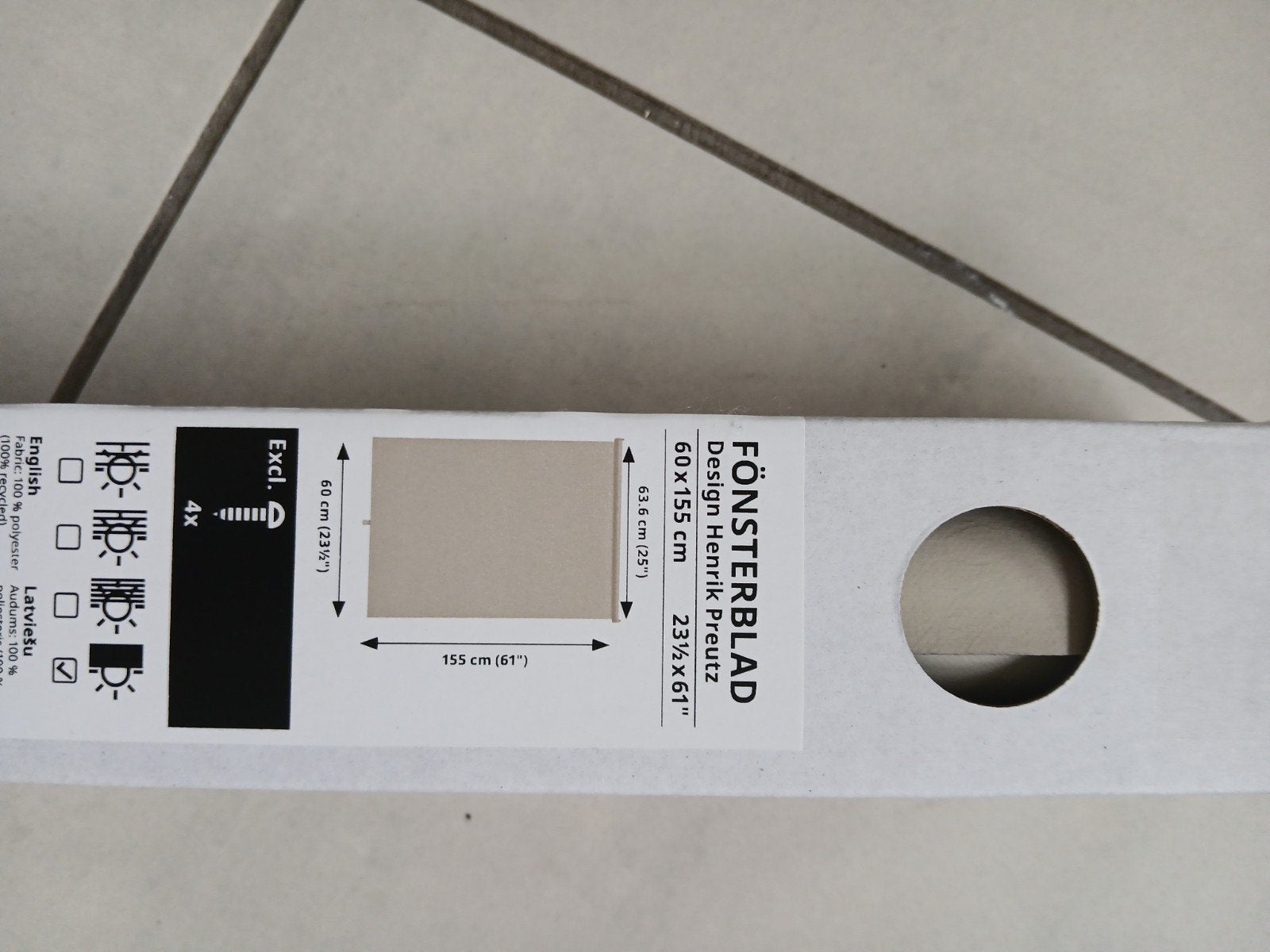 IKEA FÖNSTERBLAD rolgordijn 60x155 cm beige, Ophalen, Modern, Scandinavisch, Beige, Nieuw