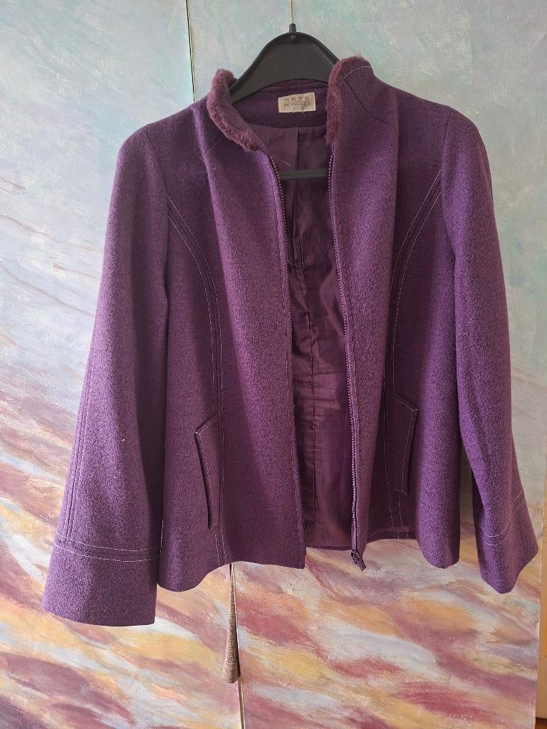 Paarse wollen blazer, Ophalen of Verzenden, Zo goed als nieuw, Maat 42/44 (L), Paars