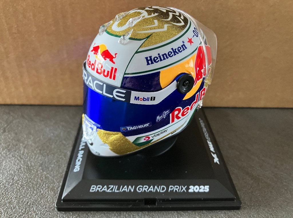 ✅ Max Verstappen 1:4 helm 2025 Brazilian GP Red Bull RB21, Ophalen of Verzenden, Nieuw, Formule 1