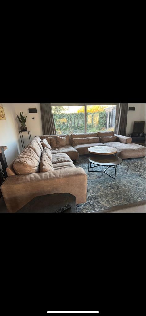Grote comfortabele hoekbank - microvezel, Huis en Inrichting, Banken | Bankstellen, Ophalen, Gebruikt, 100 tot 125 cm, Hoekbank