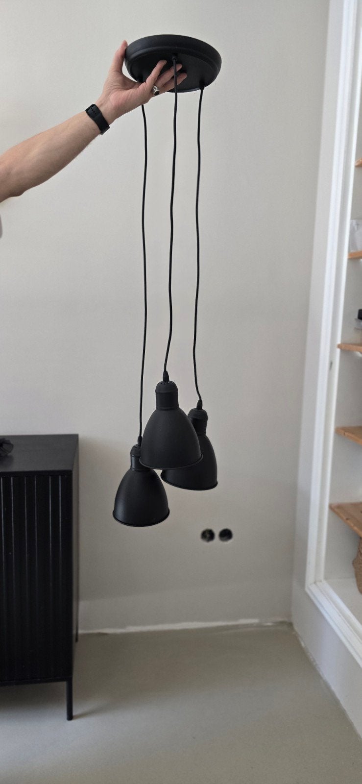 Zwarte hanglampen, 2x 3 lampen, Huis en Inrichting, Lampen | Hanglampen, Ophalen, Minder dan 50 cm