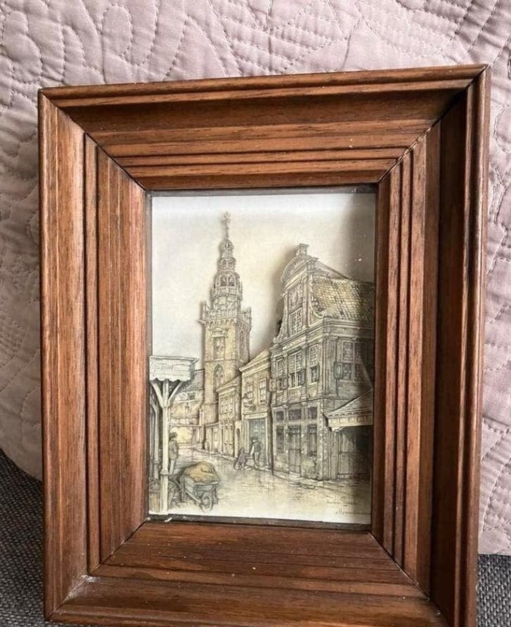 Anton Pieck houten 3D schilderij lijst hout, Ophalen of Verzenden