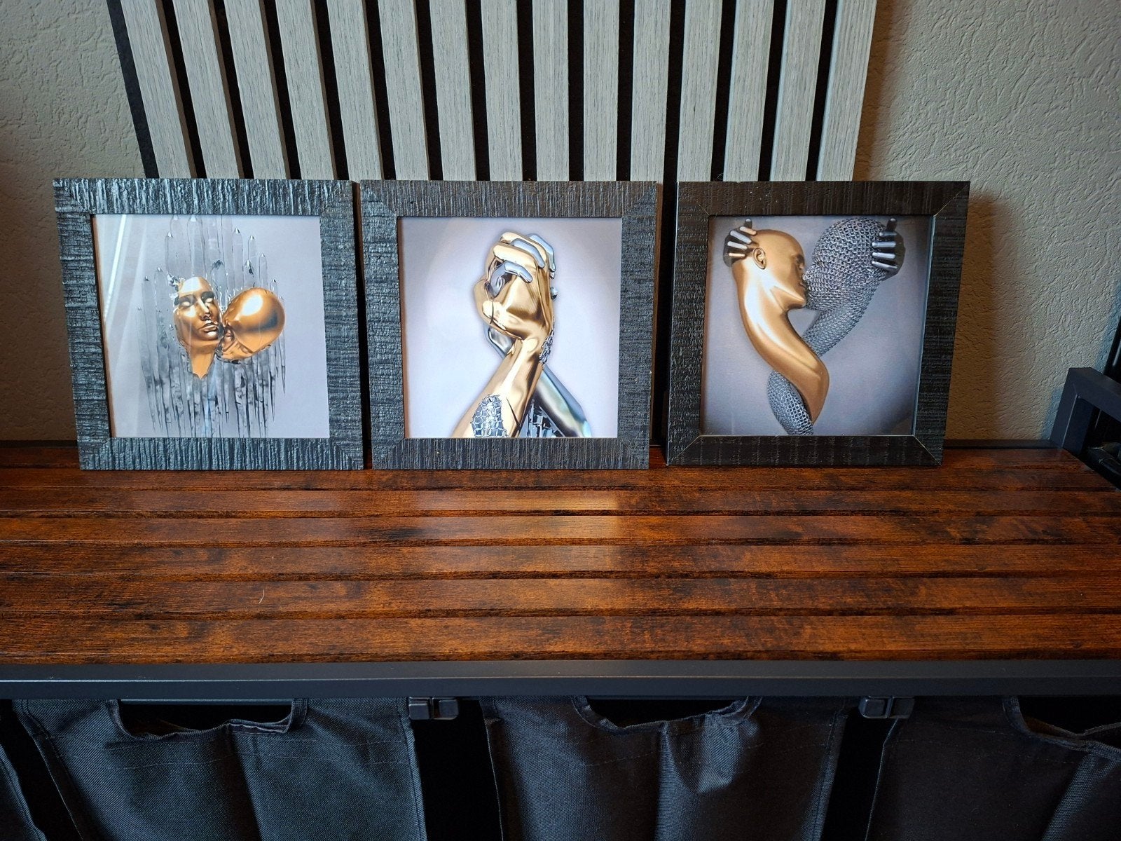 set fotolijsten met foto er in, Ophalen of Verzenden, Zo goed als nieuw, Hout, Zwart