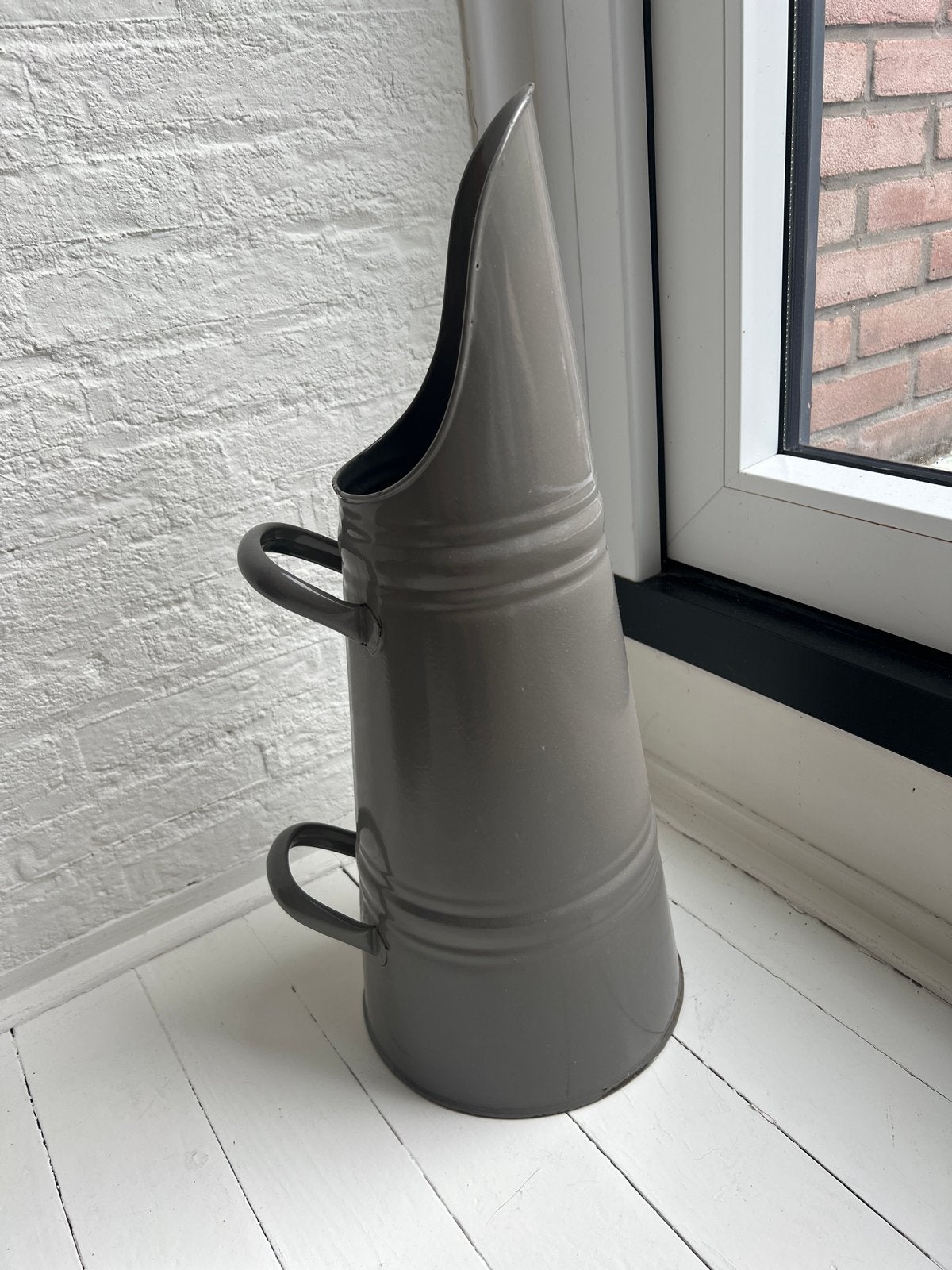 Grijze kolenkit / kolenemmer / decoratieve emmer, Ophalen, Gebruikt, Metaal, Grijs
