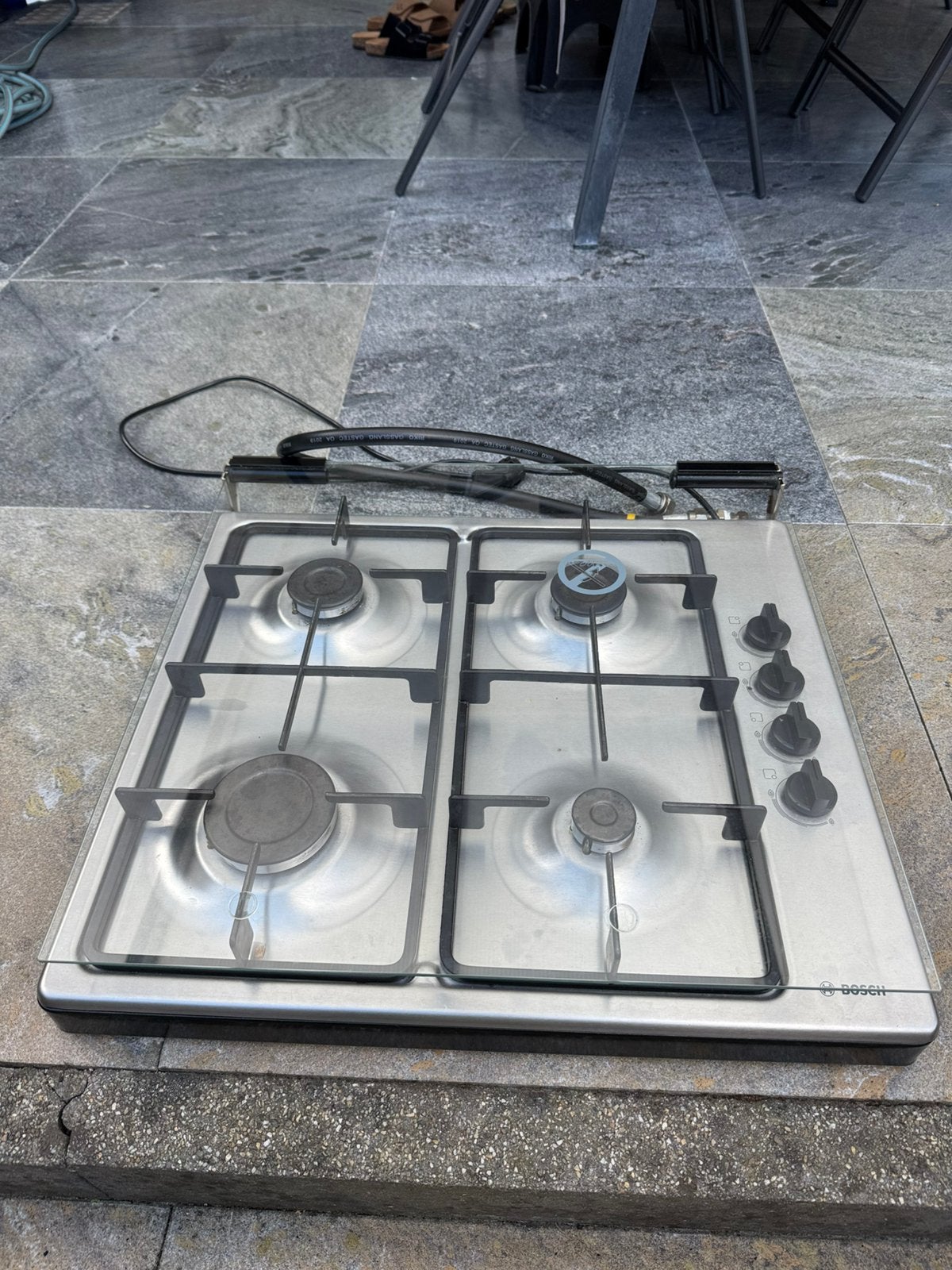 Bosch 4 pits gasstel, Witgoed en Apparatuur, Ophalen, 4 kookzones, Zo goed als nieuw, Gas