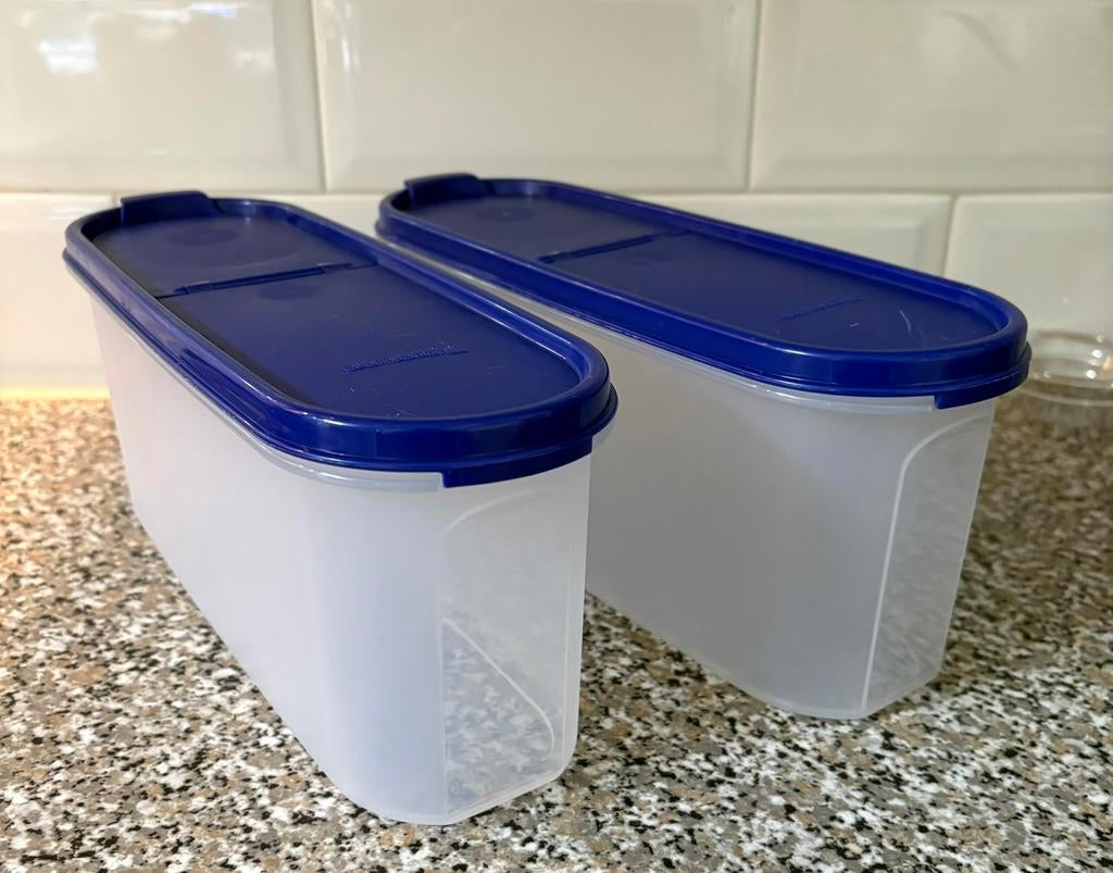 Tupperware ovaal nummet 2, 2 stuks, Ophalen of Verzenden, Zo goed als nieuw, Blauw, Overige typen