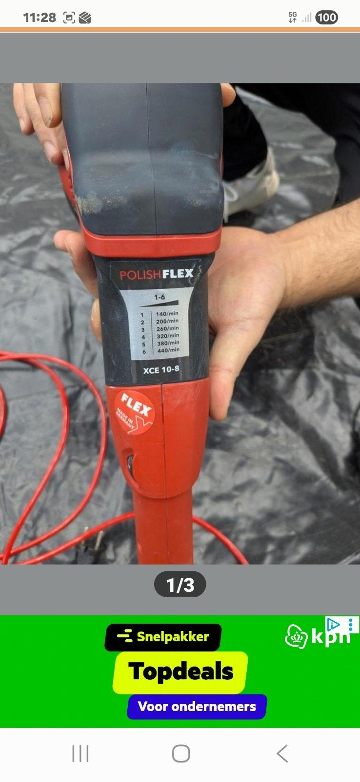 Flex exentrisch roterende polijstmachine, Ophalen of Verzenden, Zo goed als nieuw, 1200 watt of meer, Excentrische schuurmachine