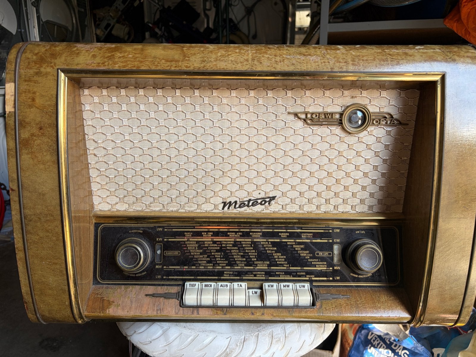 Vintage Loewe Opta Meteor buizenradio - Jaren '50, Ophalen of Verzenden, Gebruikt, Radio