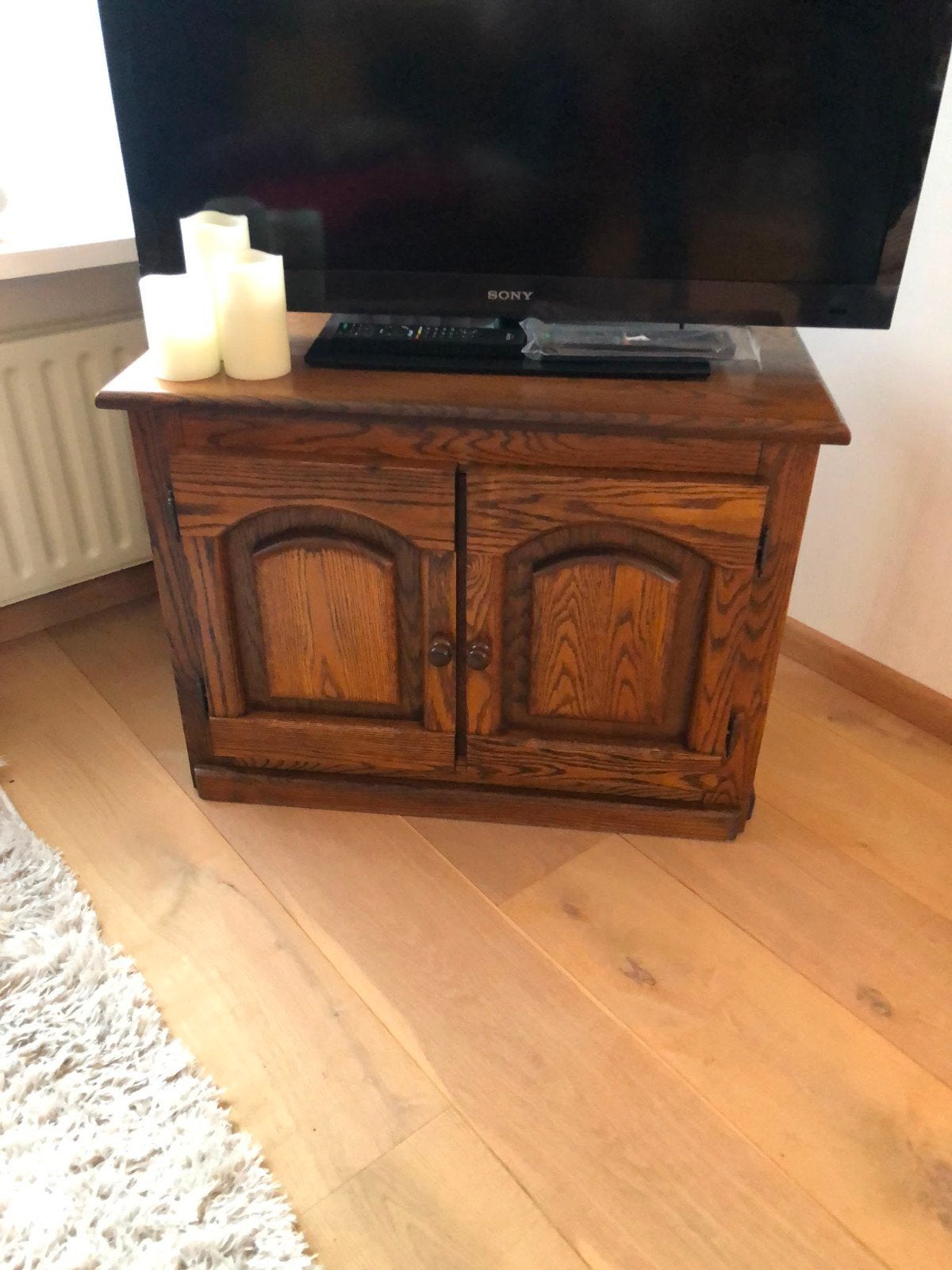 Eiken TV/Audio Meubel - Massief Hout, Ophalen, Gebruikt, Eikenhout, 50 tot 100 cm