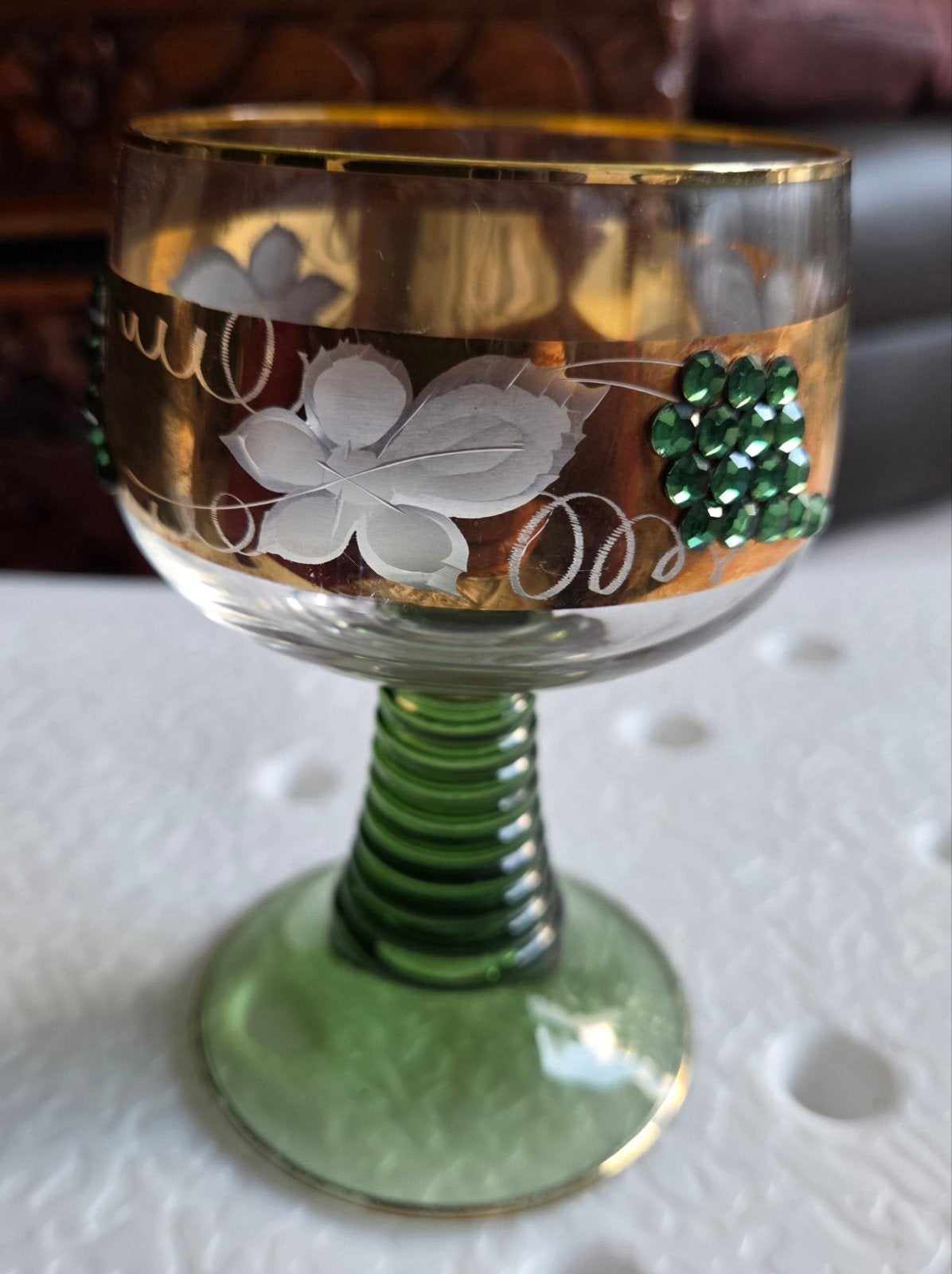 Vintage Amsterdam wijnglas met gouden details, Antiek en Kunst, Ophalen of Verzenden