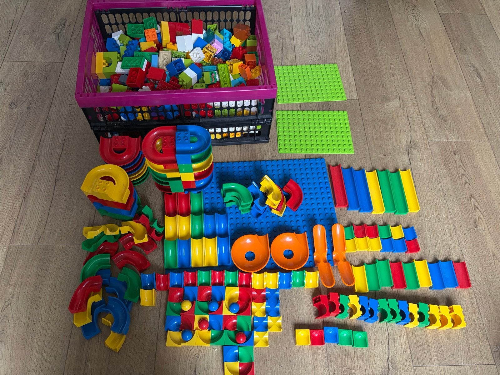 Hubelino knikkerbaan met duplo, Ophalen of Verzenden, Gebruikt, Overige merken