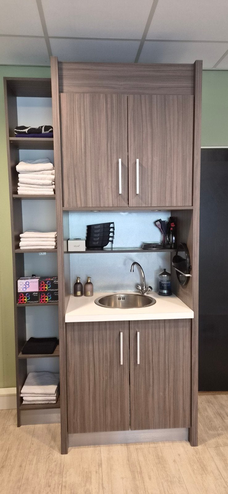 Opbergmeubel met wasbak + open vakkenkast | bijkeuken, Huis en Inrichting, Keuken | Complete keukens, Ophalen, Gebruikt, Overige materialen