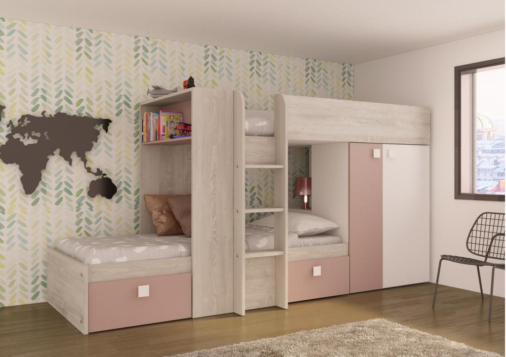 Maxim Multifunctioneel Stapelbed - 90x200 - Oudroze, Niet ingevuld, Niet ingevuld, Niet ingevuld