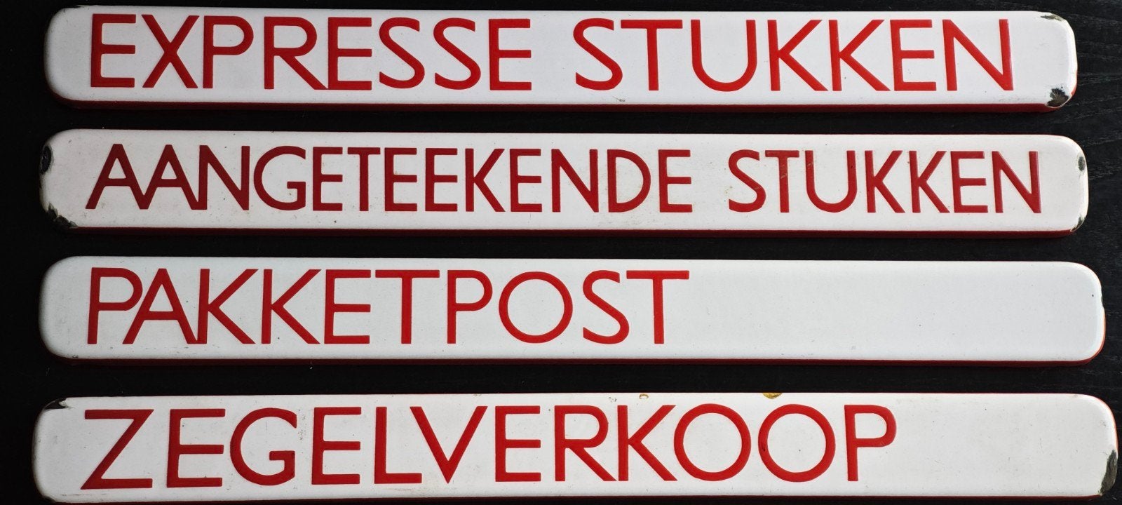 4x Originele PTT geëmailleerde lokettekstborden, Ophalen of Verzenden
