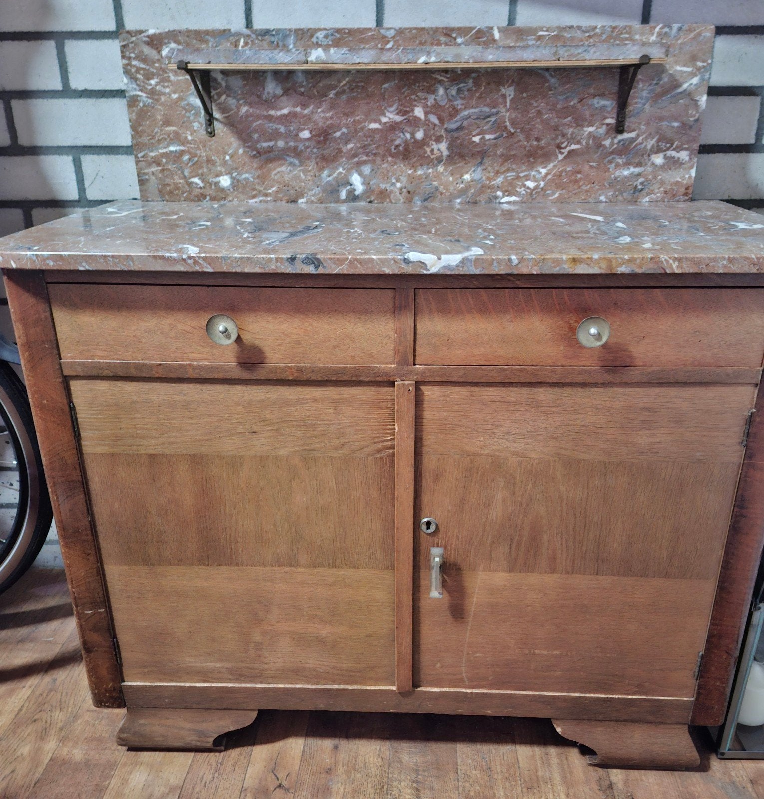 commode dressoir wastafelkast met Marmeren Blad en Plank, Antiek en Kunst, Ophalen