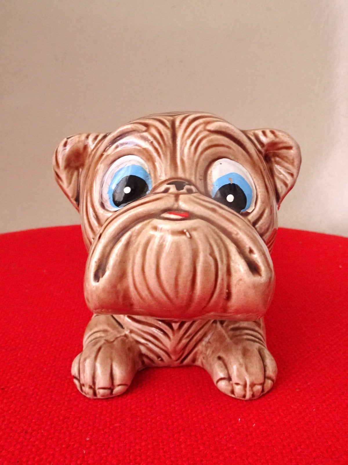 Vintage 60 Bull Dog bloempot beeld pot Japan keramiek hond, Ophalen, Gebruikt, Dier
