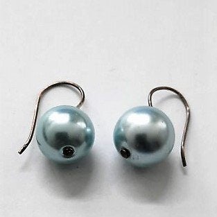 Prachtige lichtblauwe parel oorbellen vintage stijl, Ophalen of Verzenden, Nieuw, Blauw, Overige materialen