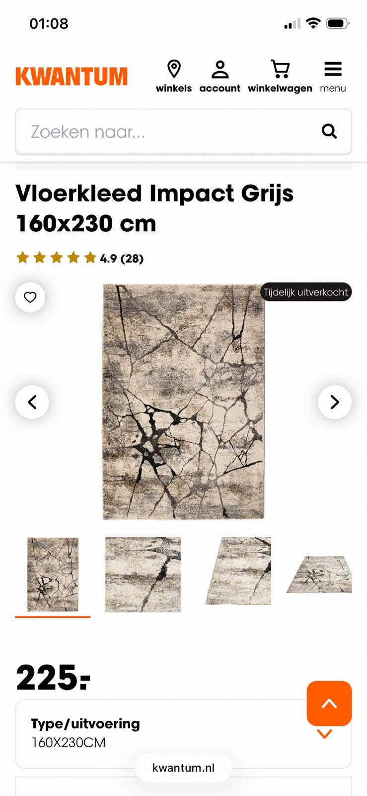 Tapijt Vloerkleed Impact grijs (kwantum), Ophalen