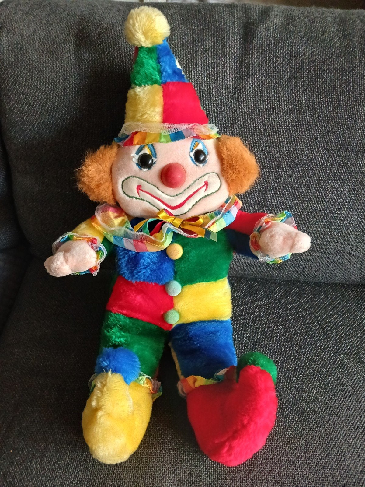 Vintage jaren '80 pluche clown CUDDLE WIT 55 cm, Verzamelen, Poppen, Ophalen of Verzenden, Zo goed als nieuw, Pop