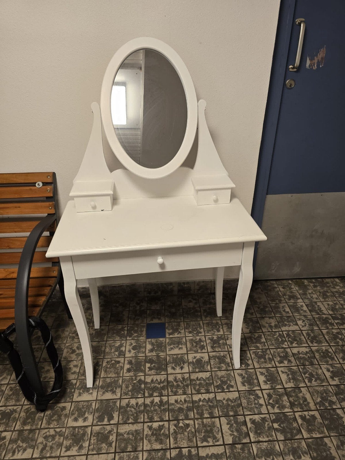Witte kaptafel met ovale spiegel voor meisjes, Minder dan 50 cm, Gebruikt, 100 tot 150 cm, Ophalen of Verzenden