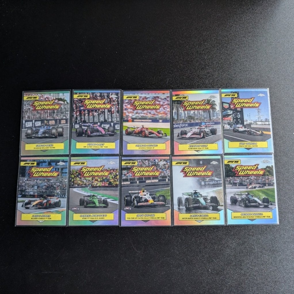 2025 topps Chrome f1 F1 speed wheels set  10 cards, Ophalen of Verzenden, Zo goed als nieuw, Meerdere plaatjes