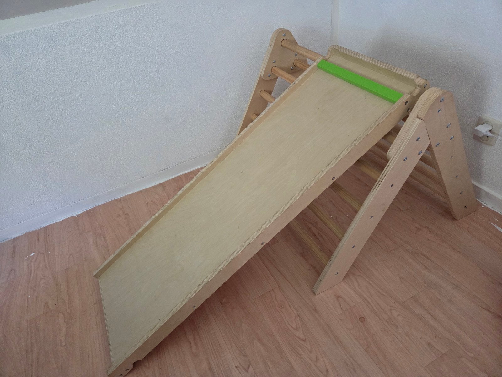 Houten Klimtoestel met Glijbaan voor Kinderen, Ophalen, Zo goed als nieuw, Glijbaan