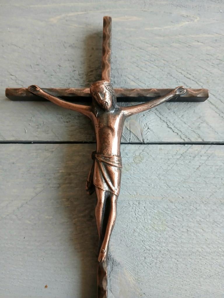 Kruis, koper, Jezus, vintage, Ophalen of Verzenden, Zo goed als nieuw