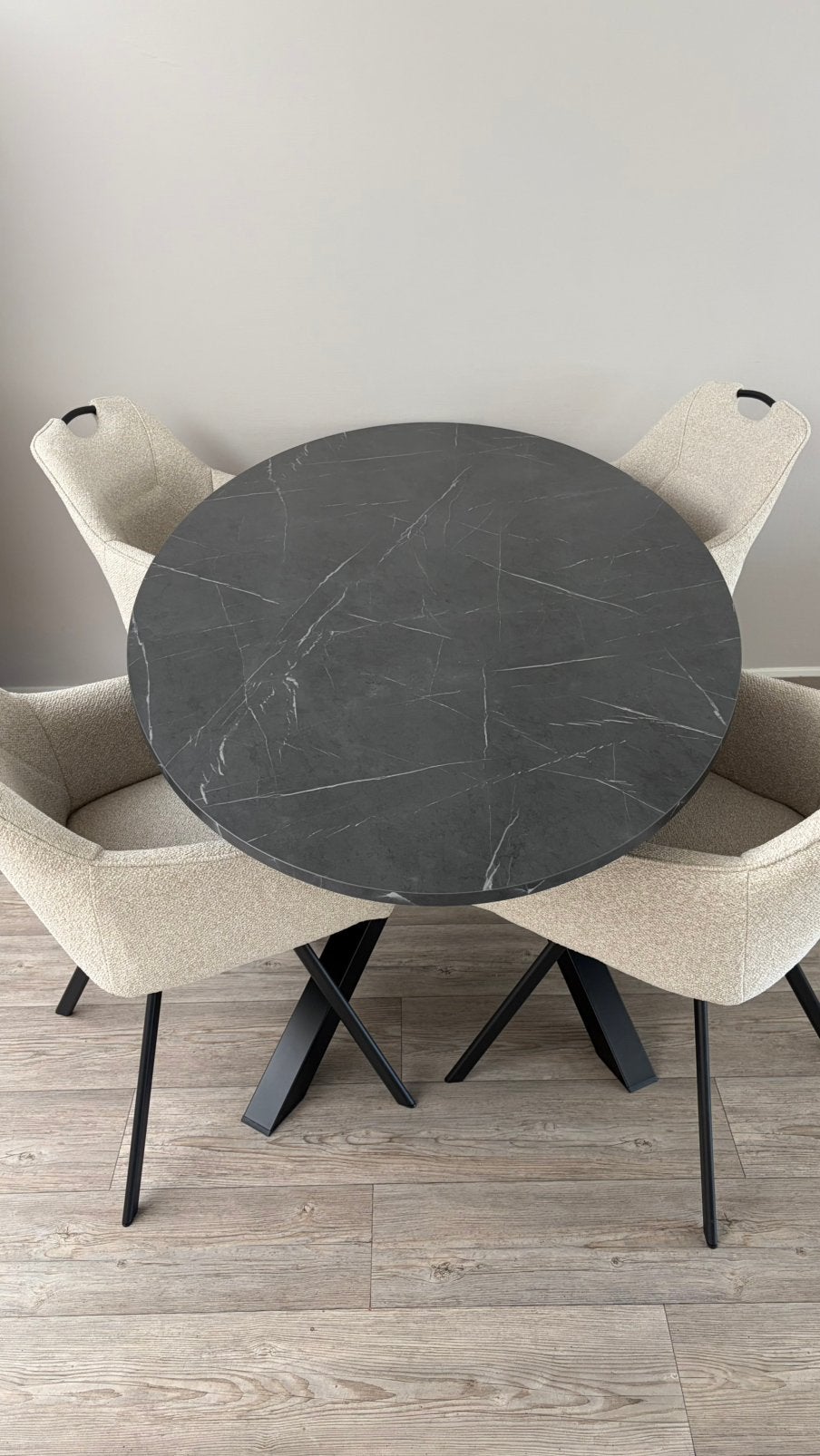 Ovale tafel, zwart marmerpatroon, 180x100cm, Huis en Inrichting, Tafels | Eettafels, Ophalen, 50 tot 100 cm, Zo goed als nieuw