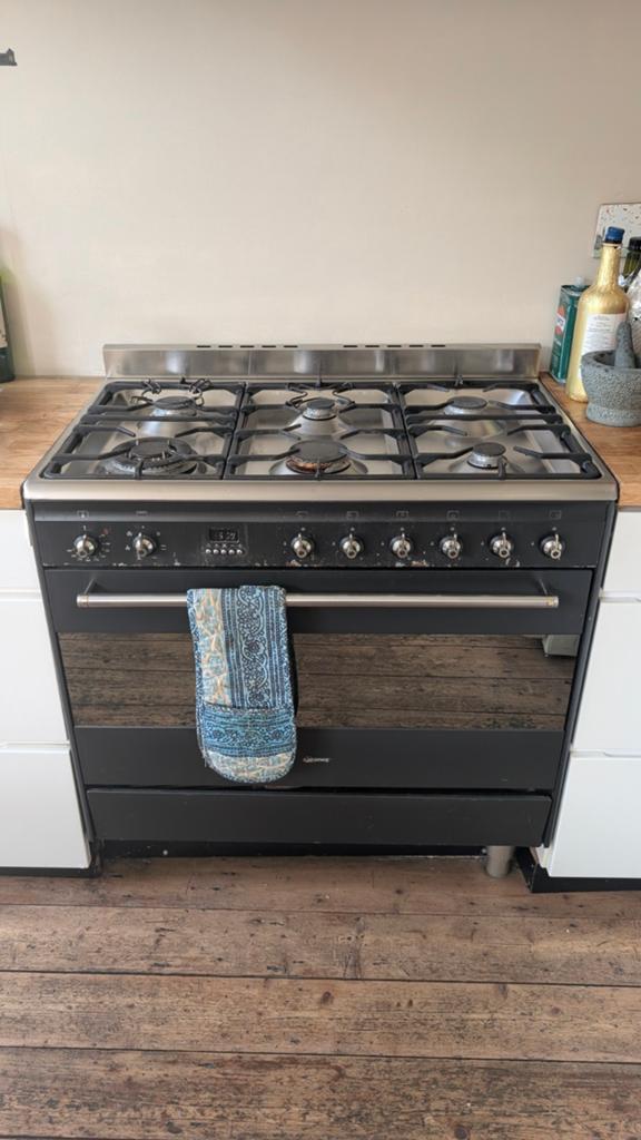 Smeg gasfornuis 90cm, Witgoed en Apparatuur, Ophalen, Gebruikt, Gas, Vrijstaand