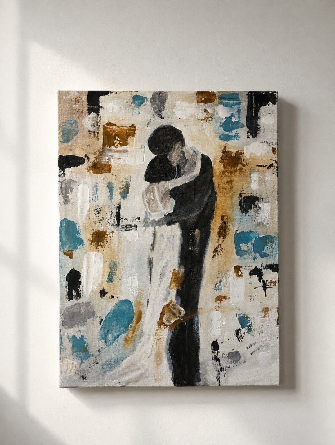 Origineel Schilderij "De Omhelzing" - Abstract Figuratief, Ophalen of Verzenden