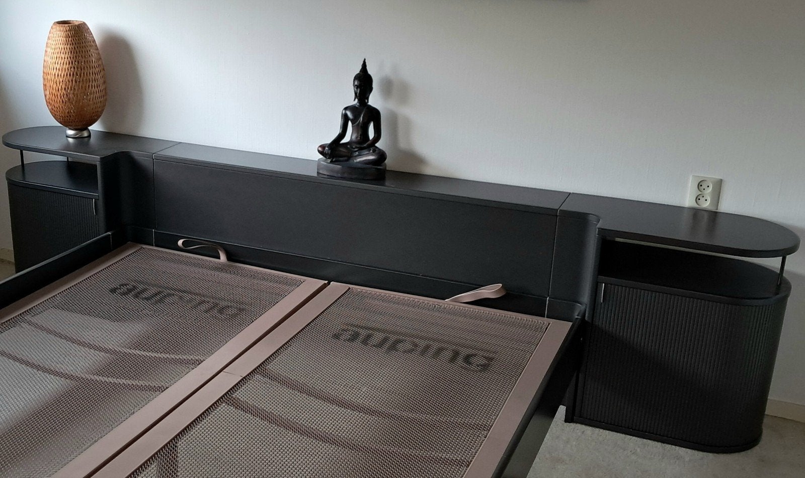 Auping Auronde 1000. Kleur antraciet, met achterwand., Ophalen, Tweepersoons, 200 cm, 160 cm