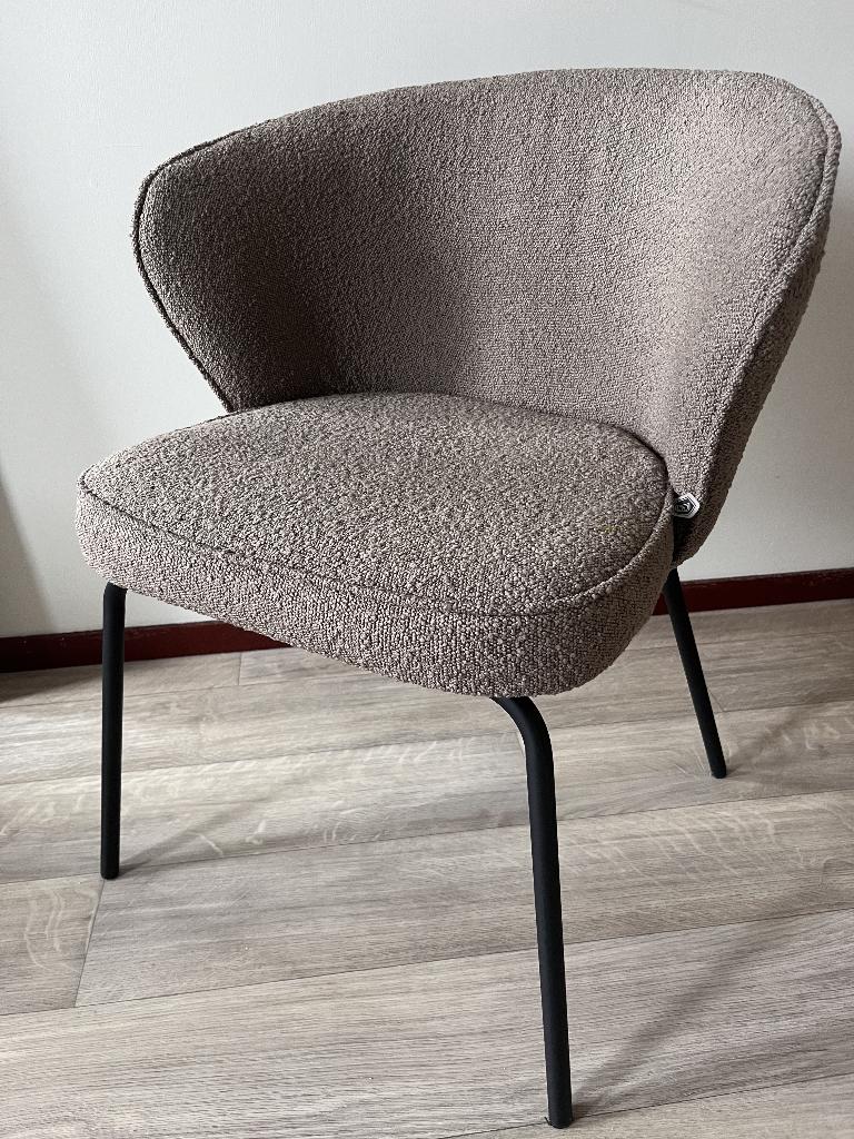 Stoel/fauteuil Bouclé taupe/bruin, Huis en Inrichting, Stoelen, Ophalen, Japandi, Bruin, Zo goed als nieuw
